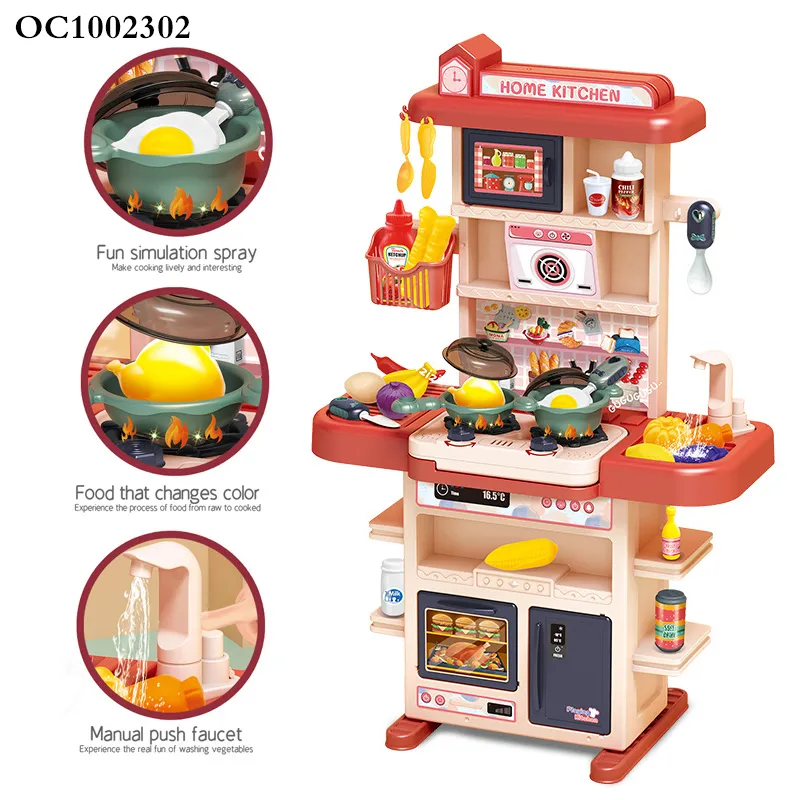 Wholesale Little Chef Kids Miniature Toy Music Kitchen Play Set Fun and Educational Cook Toy Set with Fruit Vegetable Wash Basin