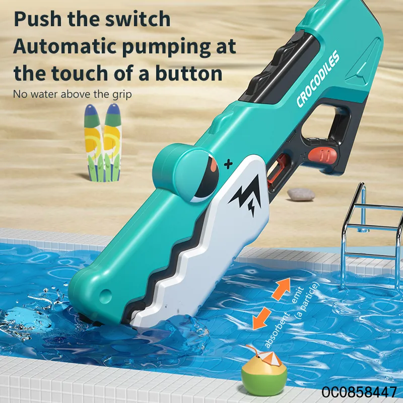 Outdoor Toy Crocodile Backyard Garden Play Plastic High Pressure Large Capacity Electric Automatic Toy Water Gun
