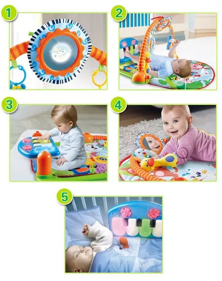 High Quality Pedal Piano Crawling Carpet Mat Newborn Baby Musical Activity Play Mat with Plush Toy
