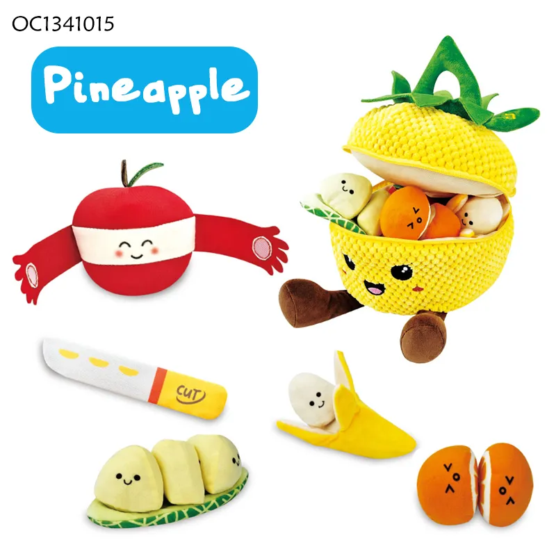 Newborn Babies Montessori Cutting Fruit Vegetable Cognitive Classification Toy Games Set Fruit Custom Logo Plush Toy with Sound