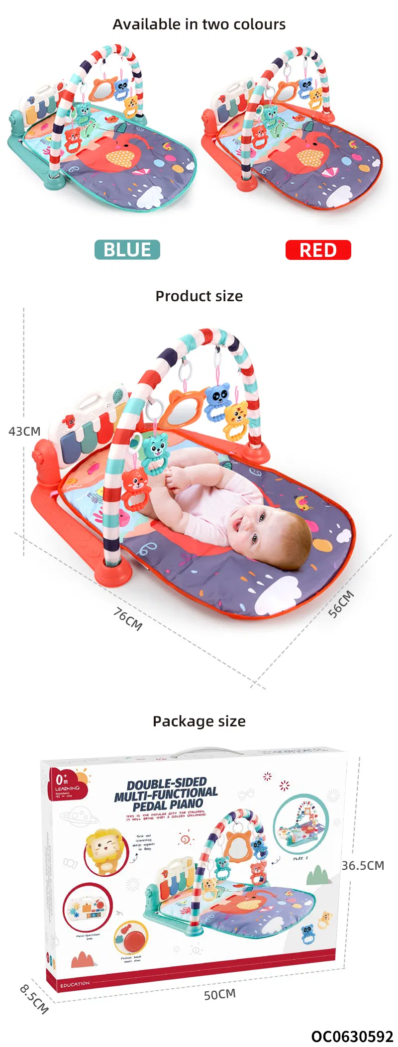 Hot Selling Safe Padded Keyboard New Born Baby Gym Play Mat for Floor with Musical Piano Playmat