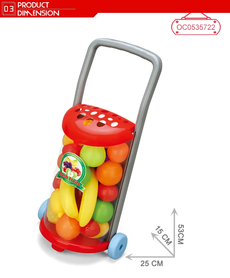 22 Pieces Kitchen Cutting Vegetables Plastic Fruit Food Toy with Cart