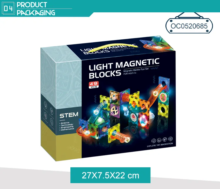 49 Pieces Building Bricks Magnetic Tiles Blocks Toys with Light