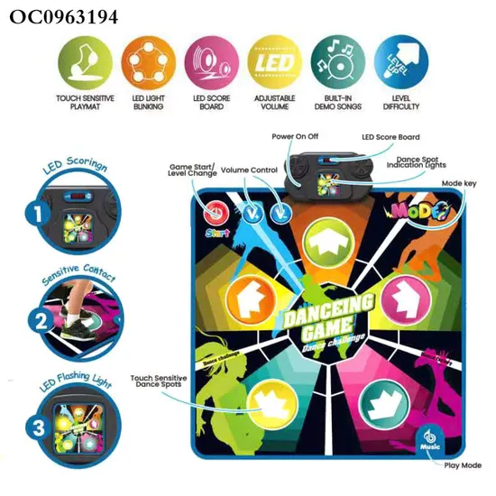 Hot Selling Children's Electronic Musical Play Dance Mat Music Mat Baby Activity Game Mat