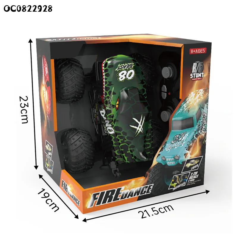 Remote Control 4WD Stunt Shark RC Car1: 20 Scale Model 360 Rotating Toy for Kids