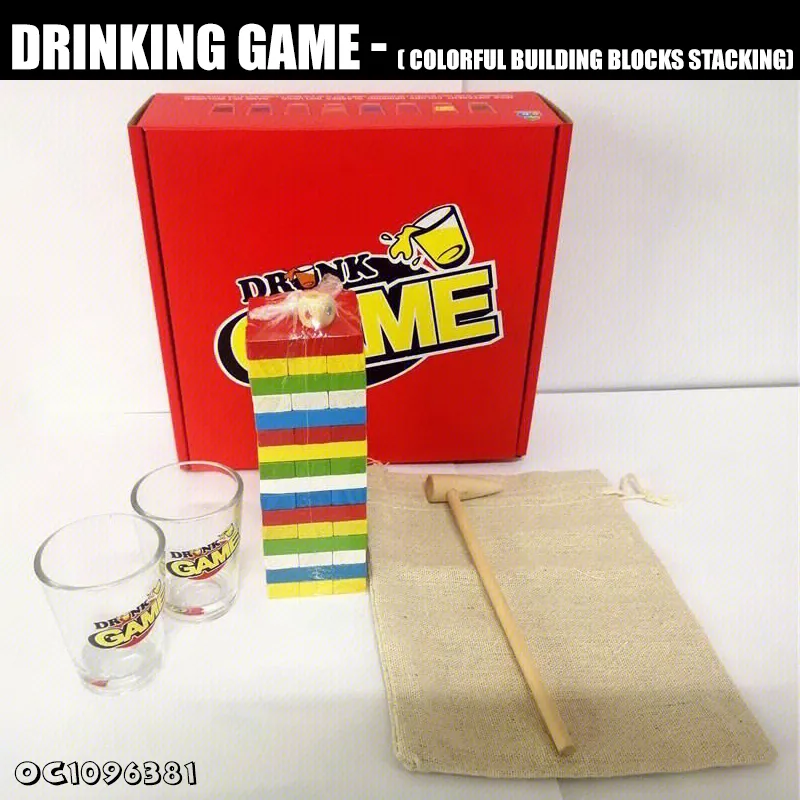 Multi Player Games Fun Blocks Toys Animal Wholesale Wooden Stack Interactive Balance Board Drinking Game Toy with Hammer and Cup