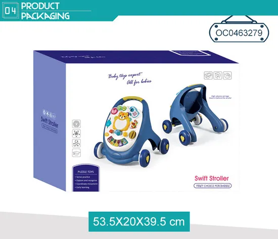 4 Wheels Toddler Learning Walker Baby Walking Assistant with Piano Rattle
