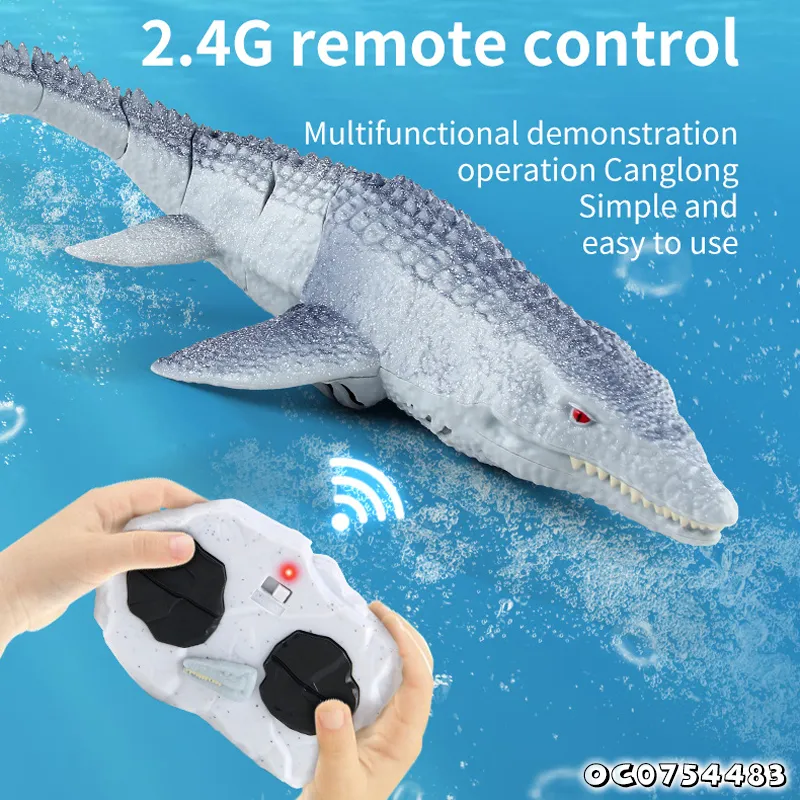 Easy Self Assembly Model Waterproof Remote Control Dinosaur Gray Customized Swimming Pool Plastic Toy Sea Animals for Kids Boys
