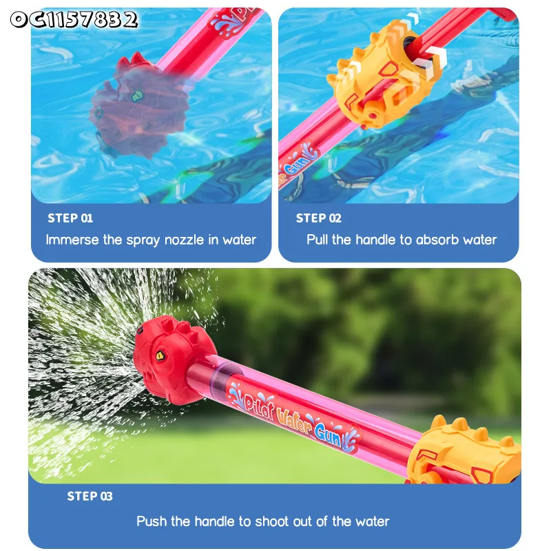 52cm Long Dinosaur Design 2026 Summer Plastic Kids Toys Strongest Fireworks Pump Pressure Water Gun for Water Park