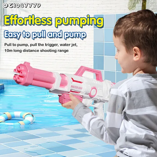 Trendy Summer Items 2026 New Manual Custom Logo Plastic Outdoor Game Water Gun Toy with 1500ml Large Capacity