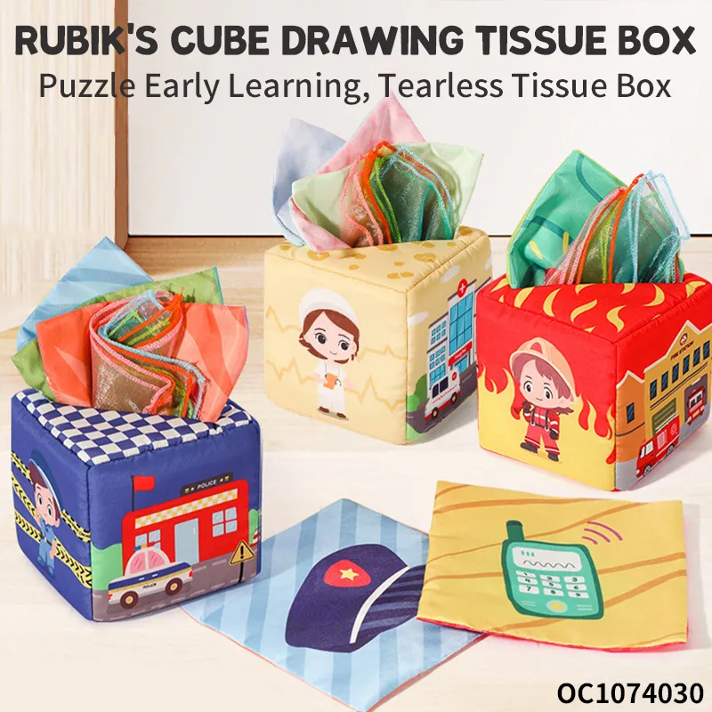 New Products Customization Education Learning Soft Fabric Cloth Books Baby Tissue Box Montessori Sensory Toy for 0-6 6-12 Month