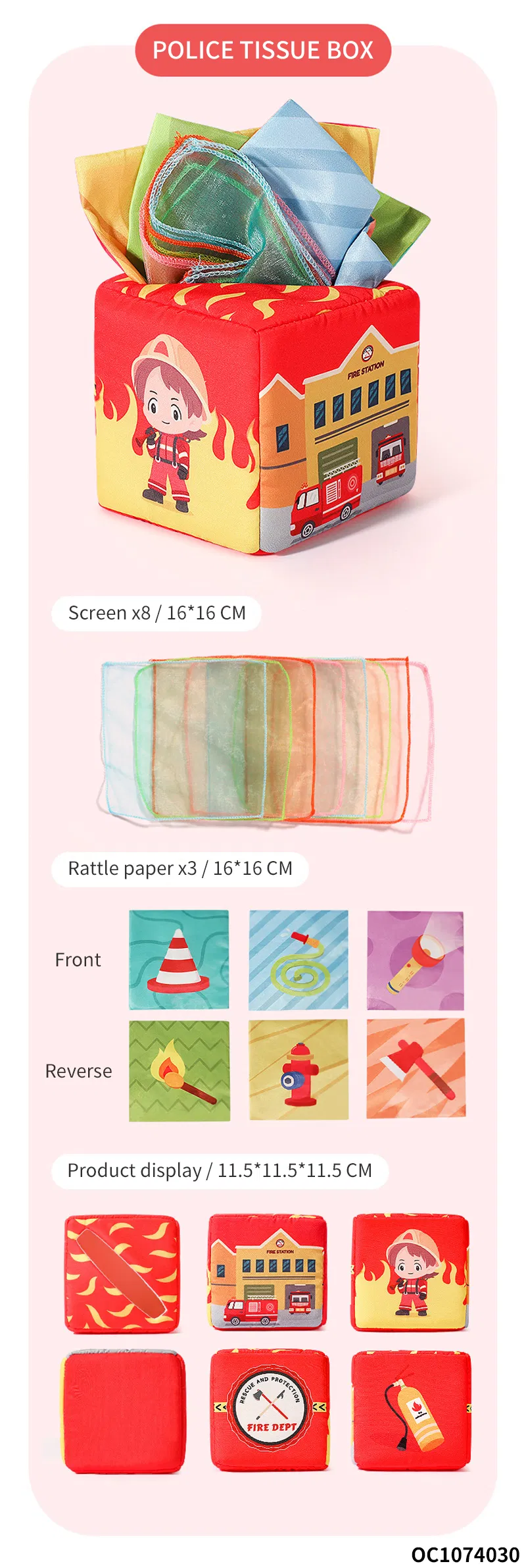 New Products Customization Education Learning Soft Fabric Cloth Books Baby Tissue Box Montessori Sensory Toy for 0-6 6-12 Month