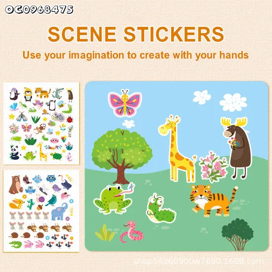 Early Childhood Educational Toys Reusable Montessori Magic Water Painting Busy Book Animals Baby with DIY Kids Sticker Toy