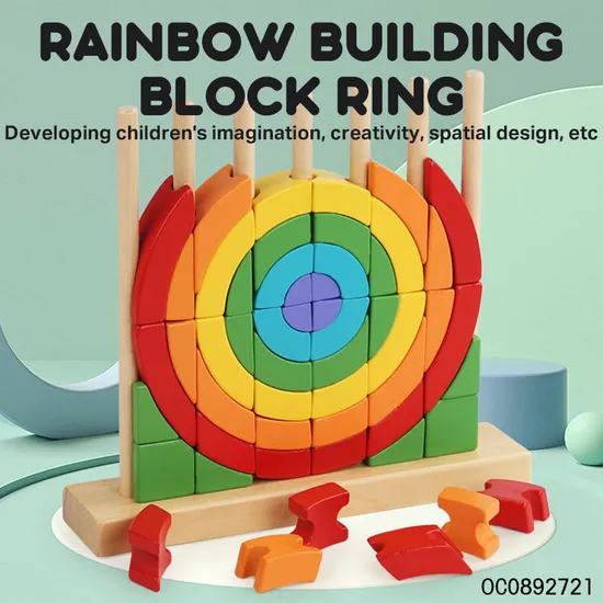 Toys Wooden 3D Puzzle Montessori Rainbow Stacking Blocks Tower Game Toys Children