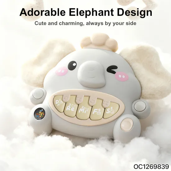 Trending Products 2026 New Arrival Baby Stuffed Animal Hanging Musical Sound Electronic Piano with Teether Soft Plush Rattle Toy