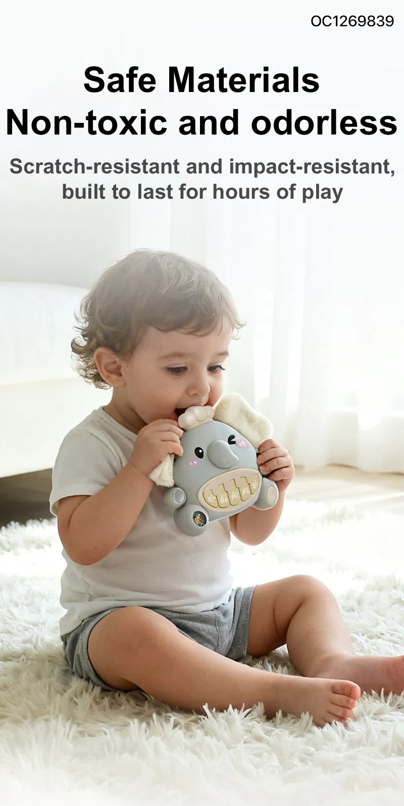 Trending Products 2026 New Arrival Baby Stuffed Animal Hanging Musical Sound Electronic Piano with Teether Soft Plush Rattle Toy