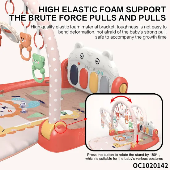 Wholesale Baby Waterproof Play Gym Mat Baby Floor Mat Baby Activity Mat Musical Hanging Rattle Mat with Pedal Piano