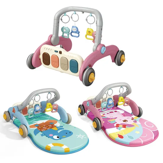 Wholesale New Model Gym Piano Playing Mat Plastic Frame Manufacture Multifunctional Funny 2-in-1kids Baby Walker