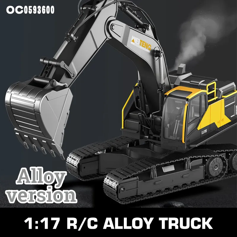 17 Channels Mini Plastic Remote Control Excavator RC Vehicle Educational Toy for Kids
