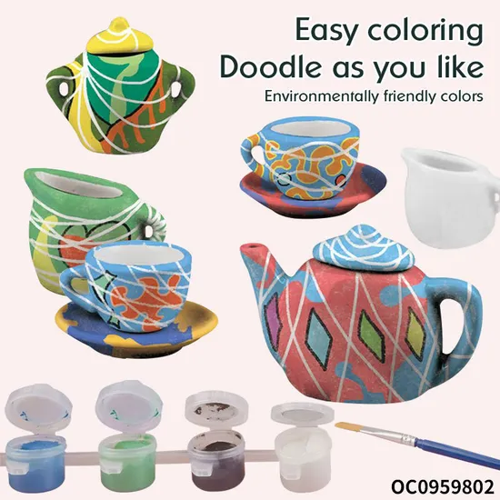 Design Cup Doodle Hand Ceramic Painting Art and Craft DIY Montessori Educational Creative Toys for Kids