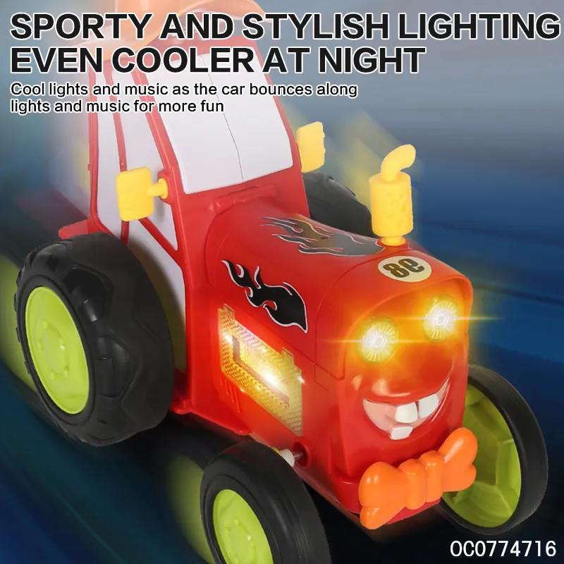 Wholesale Train Head Cartoon Mini Stunt Jumping Remote Control RC Toy Car for Kids