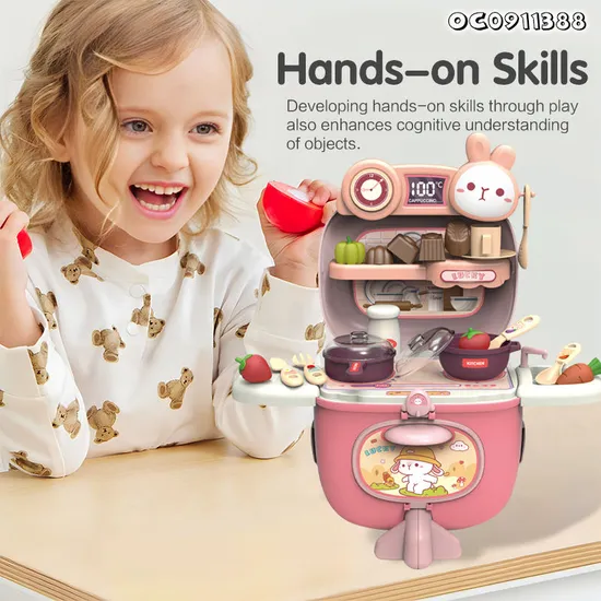 Wholesale Children Small Simulation Plastic Kitchen Mini Appliances Pink Cooking Pretend Toys for Kids