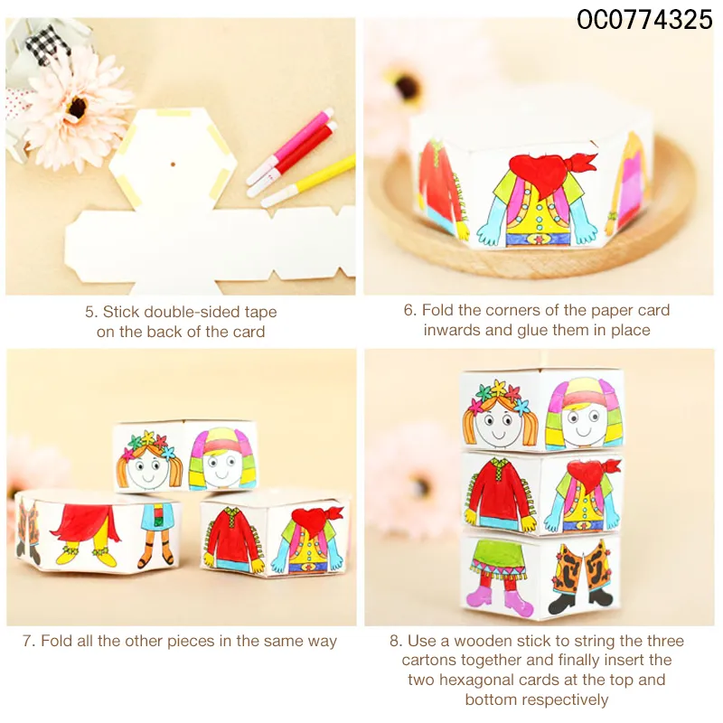 Wholesale Educational Popular DIY Coloring 3D Puzzle Paper Doll Dress up Toys for Kids