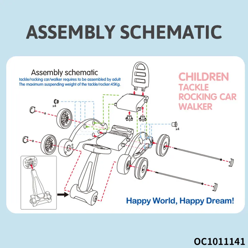 Multifunctional Wholesale Designed New Model Ride on Car Shaped 3 in 1 Plastic Educational Baby Walker with Wheels and Seat
