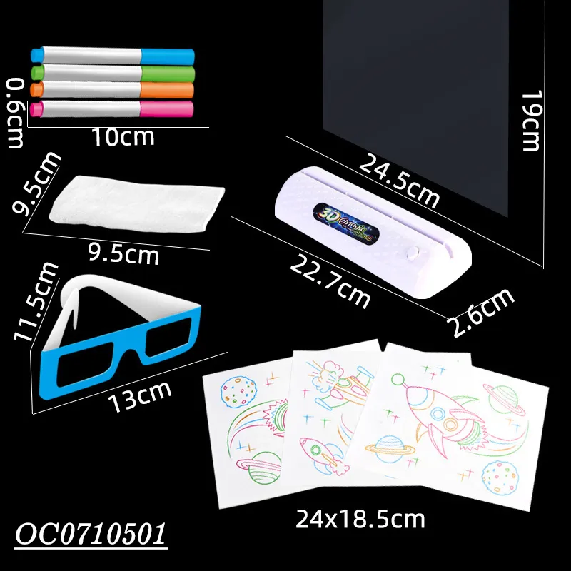 Montessori Smart Magic 3D Glasses LCD Light Wholesale Magnetic Drawing Writing Board for Kids