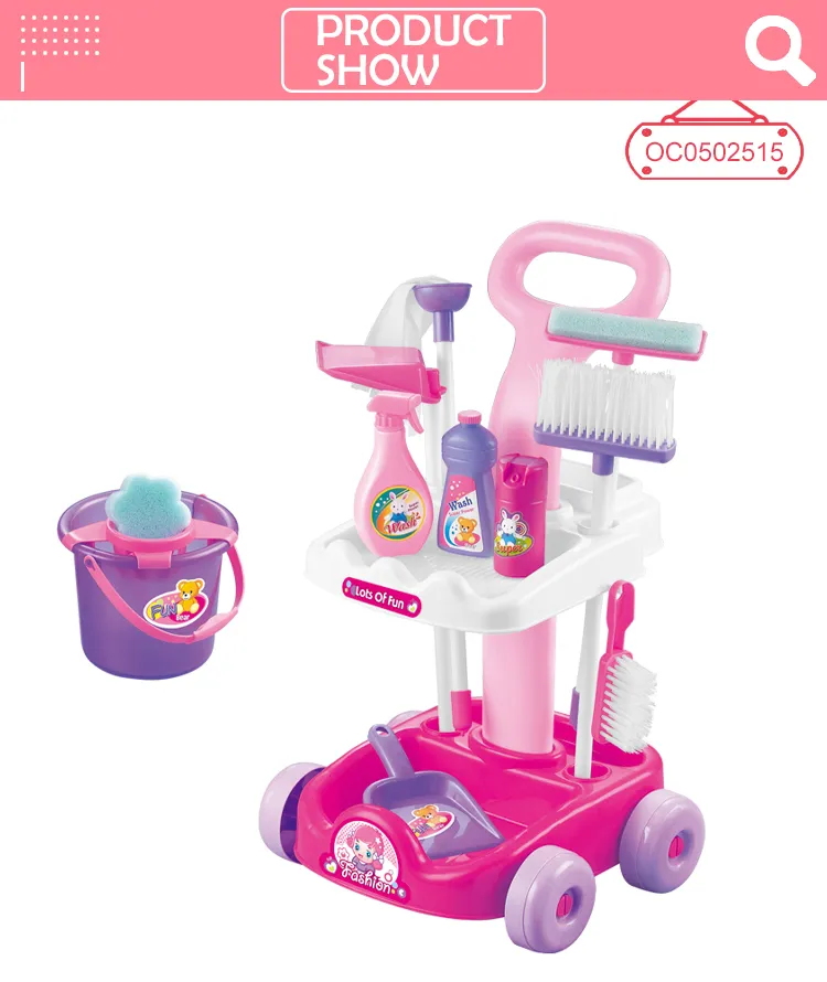 Pretend Play and Preschool Cleaning Tools Trolley Play Tool Set for Children