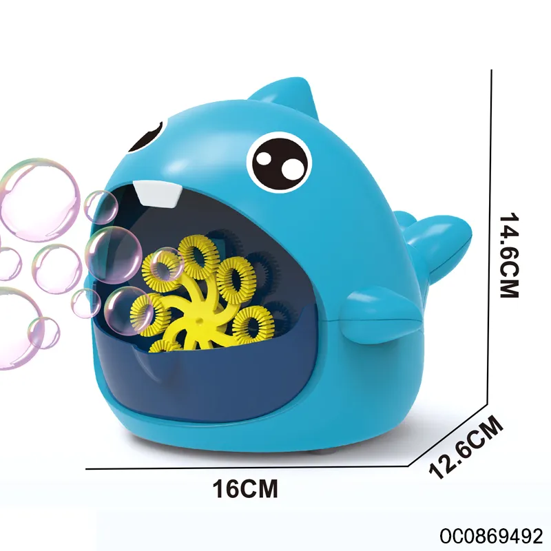 Cartoon Shark Electric Automatic Game Bubble Maker Machine for Kids