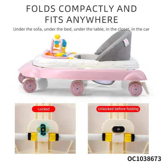 Professional Factory Price New Model Toddler Walk Learning Assistant Multifunctional Baby Walker with Foldable Plastic Wheels Sit-to-Stand and Activity Table