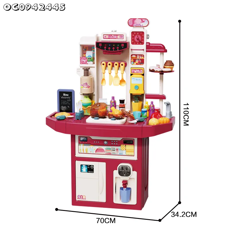Wholesale Gift Food Plastic Kitchen Role Play Pretend House Kitchen Toys Set for Kids with Light Music