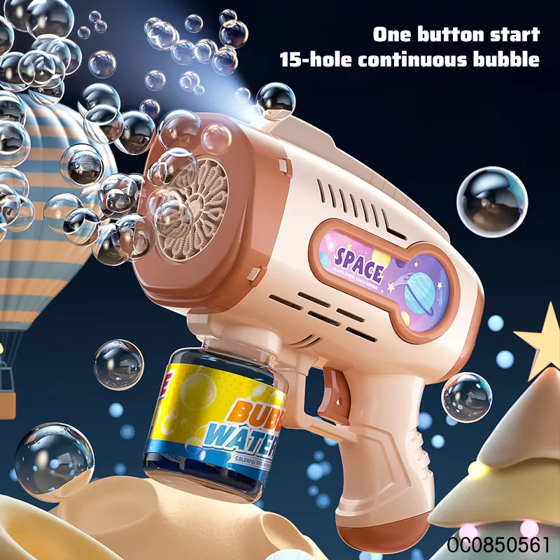 Kid Summer Toys 15 Holes Bubble Toys Bubble Gun with Light