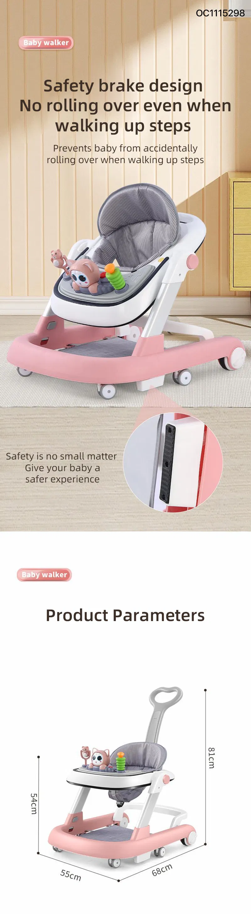 En71certificate Safety Lovelybaby Chair Baby Walker Manufacture Sit to Standlearning Walker Kids with Wheels for Toddler