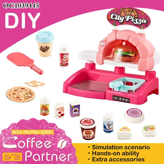 Multi-Accessories Fun Children Tools Pretend Game Fast Food Toys Kids Afternoon Coffee Machine Tea Plastic Toys