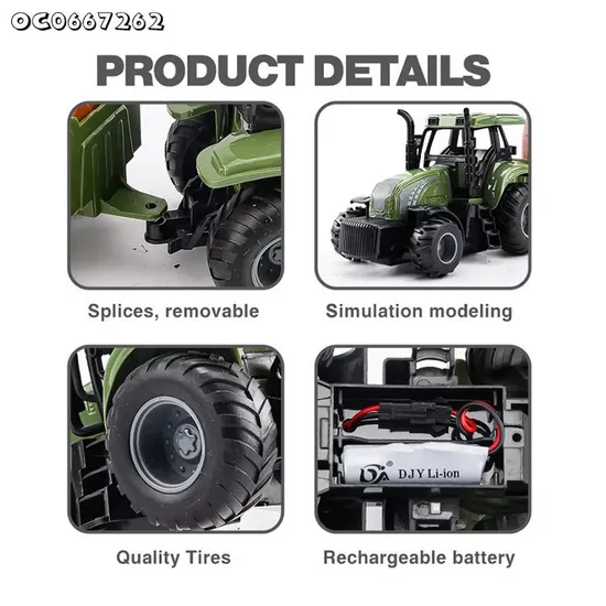 Plastic Transport Wooden Barrel Children RC Car Toys Small RC Farm Tractor Remote Control with Farm Toy
