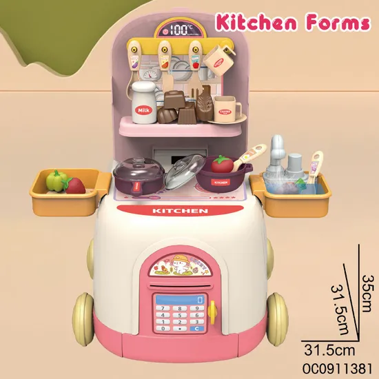 Girls kitchen Tools Cooking Cookware Set Pretend Play Food Toys Set with Storage Box
