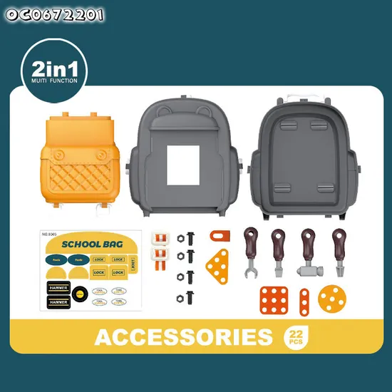 School Bag Kids Assembling Skill Development Toys Plastic Screw and Nut Hand Tools Game Toy Set for Boys Mechanics with Accessories