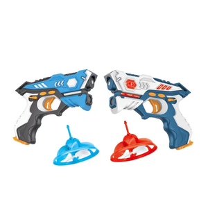 Hot Selling 2 Players Shooting Flying Saucer UFO Toy Speed Gun Toy with Laser and Light