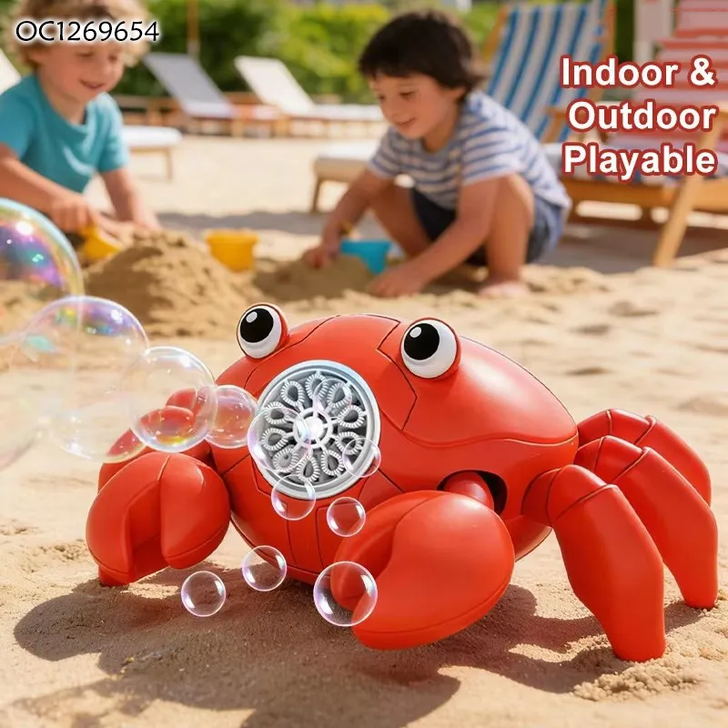 Wholesale Baby Indoor Outdoor Game Red Musical Electronic Crawling Crab Children Bubble Making Machine Toy