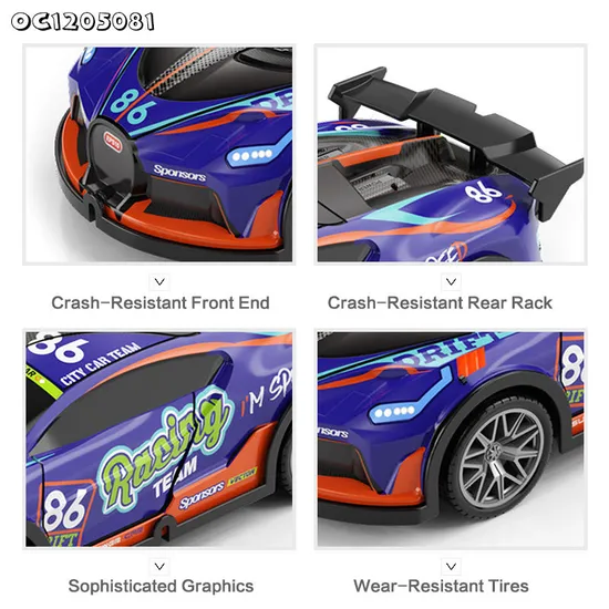 LED Lighted up 1: 22 Scale Plastic Drift Racing Toy Race Sport Cars Model with Remote Control for Wholesale
