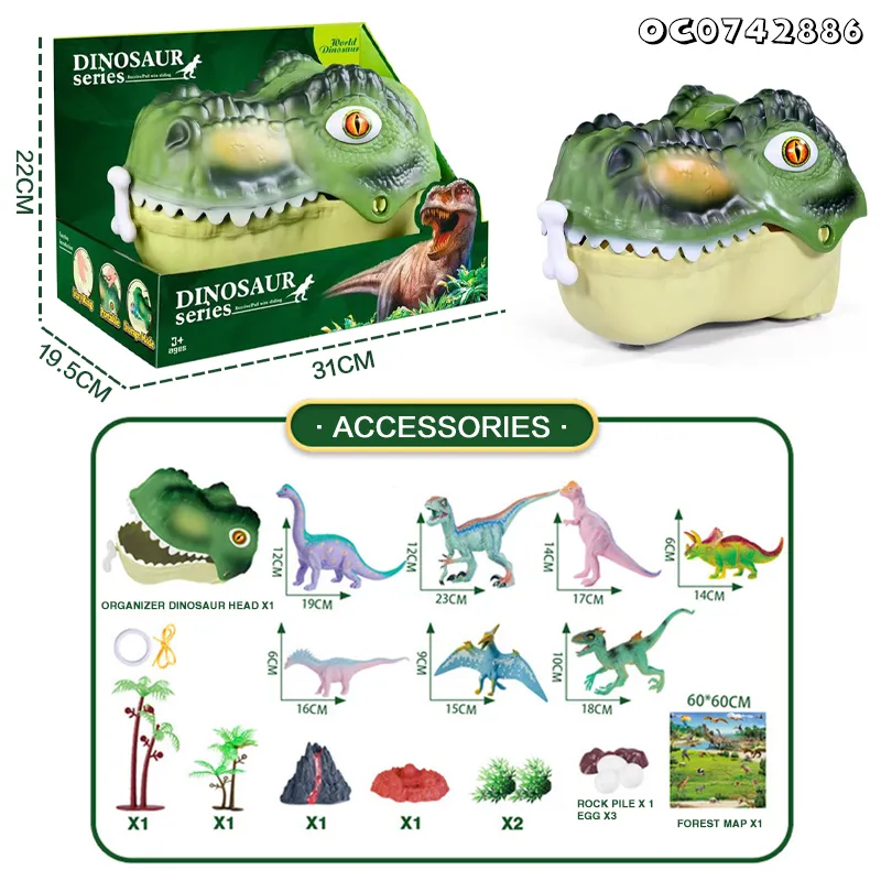 Plastic Dinosaur Storage Box Small Jurassic PVC Animal Toys Packaged Animal Simulation Dinosaur Model Series Toy for Boys