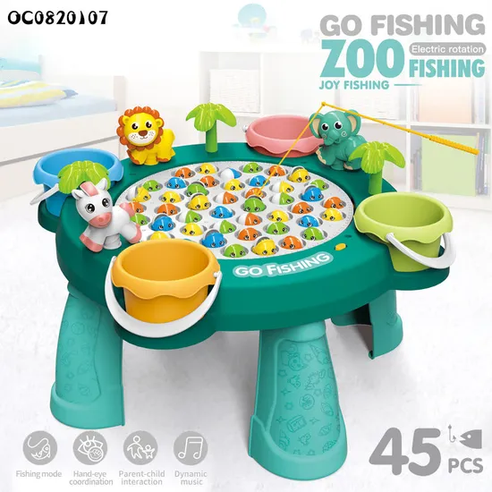Wholesale Montessori Educational 4 Player Fish Table Game Board Electric Fishing Machine