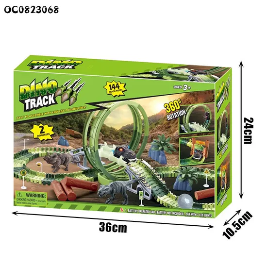 Kids Adventure Electric Slot Toys Boys Race Track Dinosaur Car Set with PVC Dinosaur Toy