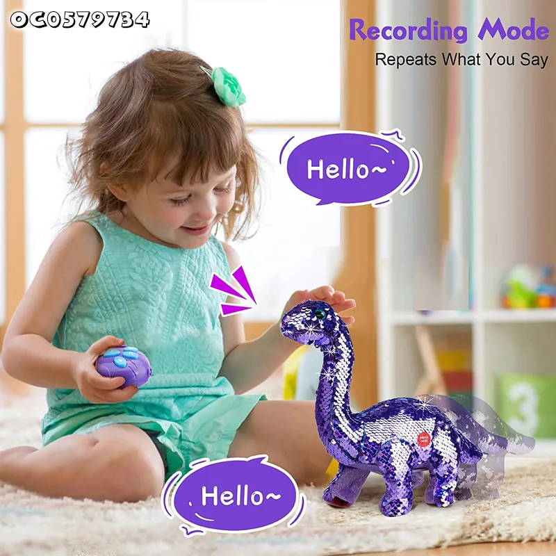 Musical Animal Print Sequin RC Toys 2.4G Simulation Sound Walking Dinosaurs for Kids Toy with Remote Control for Kids