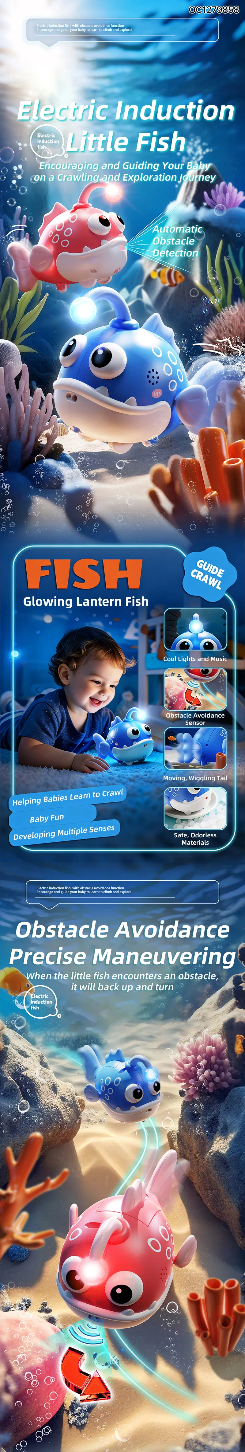 Wholesale Plastic Fish Baby Kids Crawling Learning Sensory Electric Montessori Fishing Game LED Light Music Toys