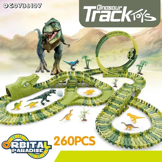 Newest Educational Toy Assembled Kids Race Dinosaur Flexible Track Parking Slot Toy with Electric Car for Boy Gift Item