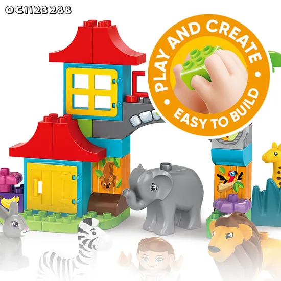 Wholesale Outdoor Blocks Zoo Park Wild Animal Model Plastic Building Blocks Toys for Kids