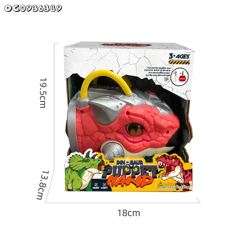 Wholesale Battery Operated Mechanical Model Roaring Dinosaur Hand Puppet Glove 3 Head Dinosaur Ankylosaur Toy with Light Sound